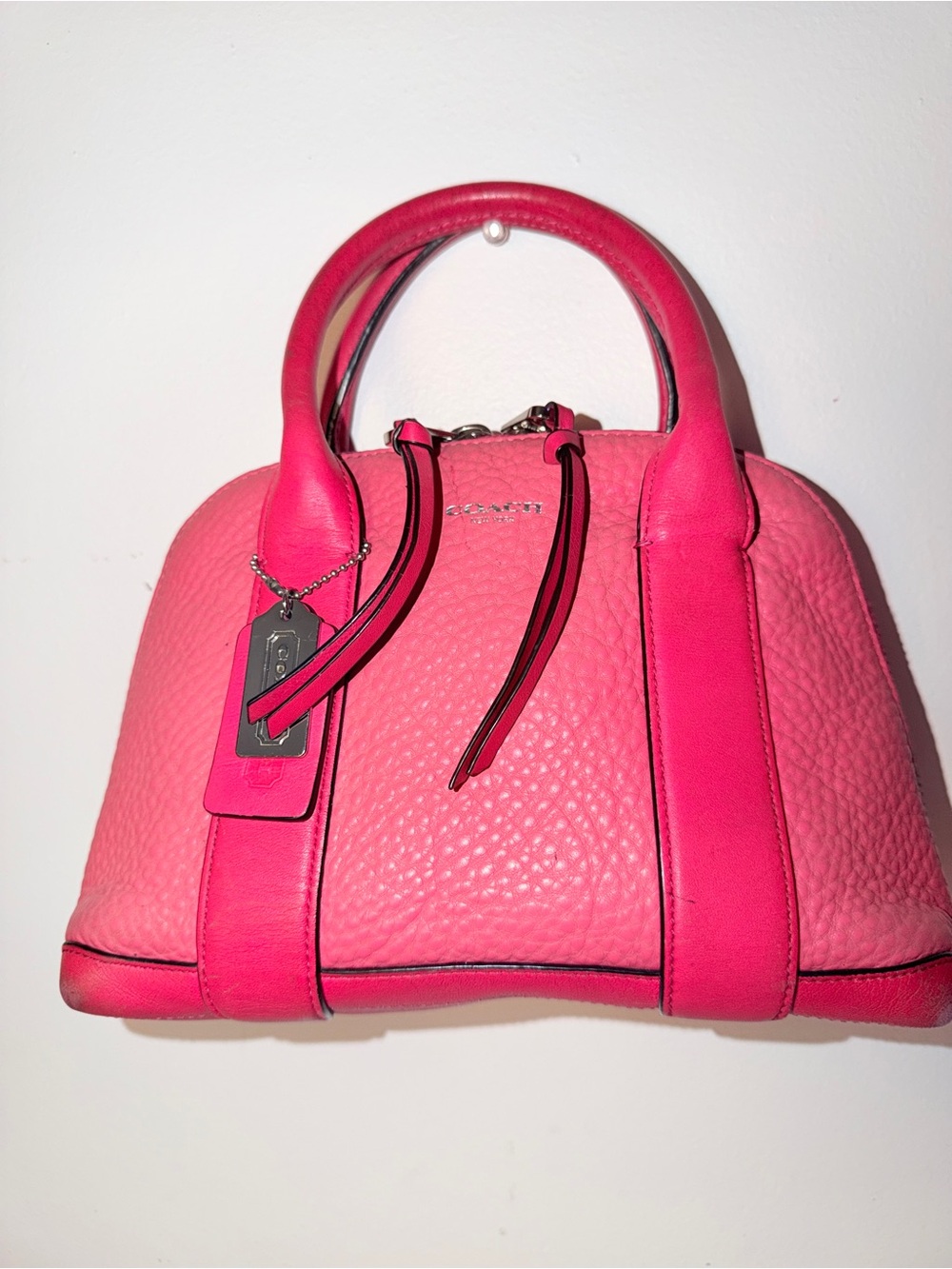 COACH Hot Pink Pebbled Leather Satchel